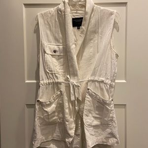 Ivory linen tie vest